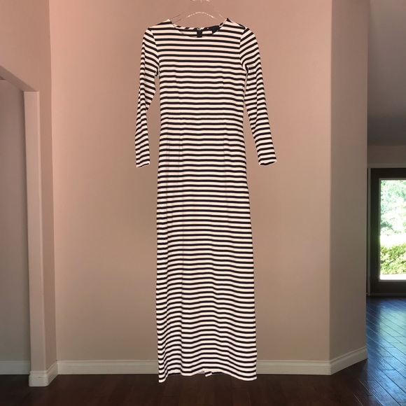 J. Crew COLLECTION Striped Long Sleeve Maxi Dress 0 - Picture 4 of 8